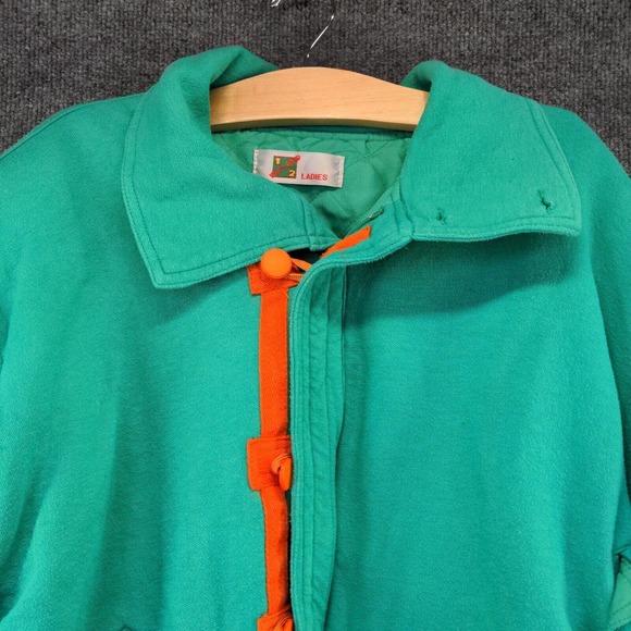 Why And 1/2 Ladies Jacket Long Sleeve Green Actual 52x23 Shoulder Pads Funny Pig - Picture 3 of 14